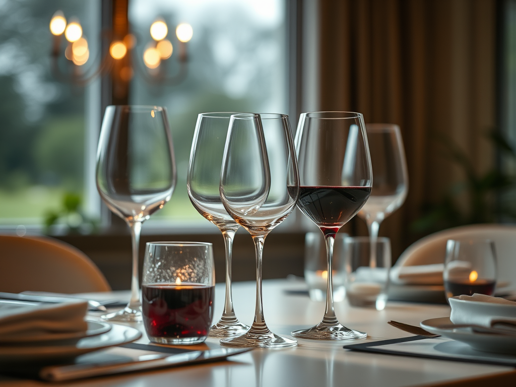 billede-af-vinflasker-og-glas-pa-et-elegant-bord Sådan Skaber Du den Perfekte Middagsstemning med Delikatesser
